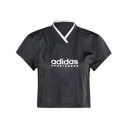 adidas Womens Tiro Colorblock Cropped Tee Black Large - Renee Lane Company