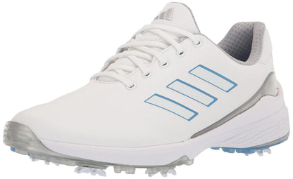 adidas Womens ZG23 Golf Shoes Footwear White/Blue Fusion Metallic/Silver Metallic 9 - Renee Lane Company
