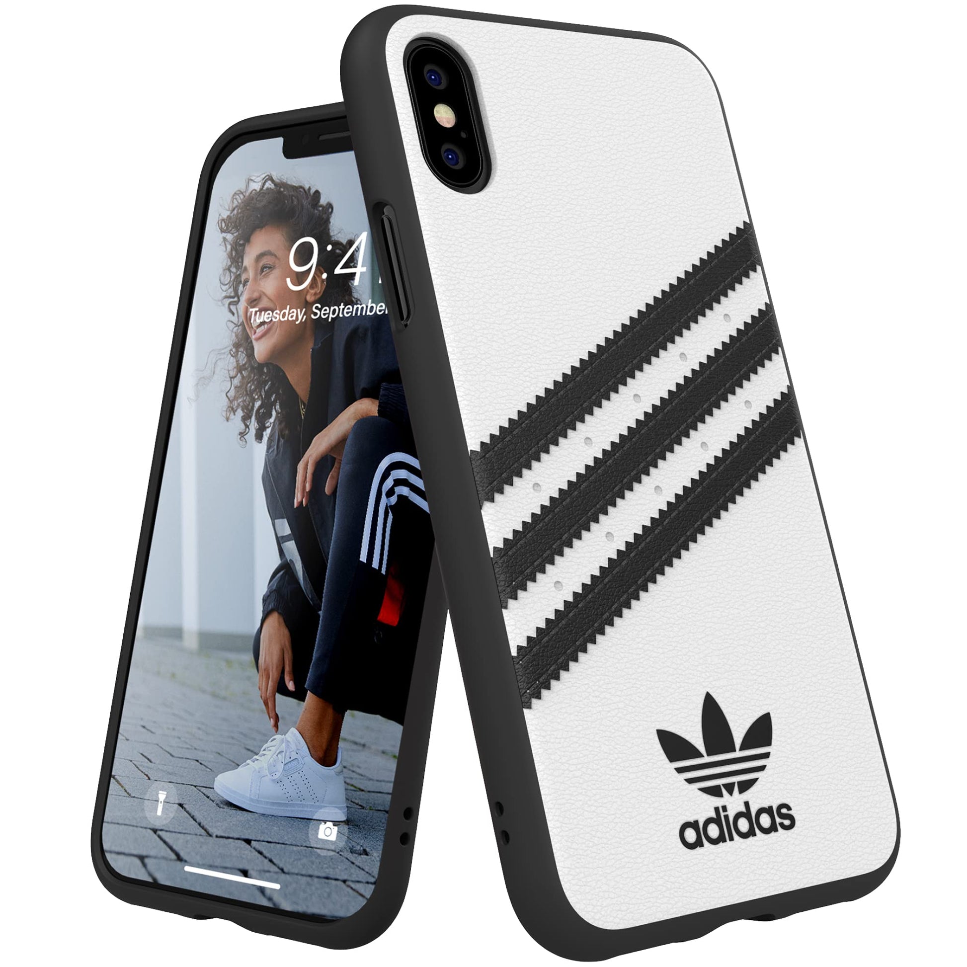 adidas iPhone X/XS White/Black Originals Molded Phone Case iPhone adidas Case Drop-Resistant adidas Phone Case - Renee Lane Company