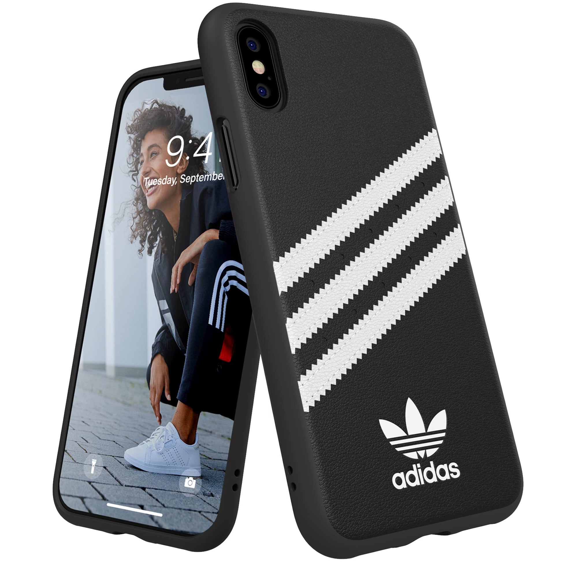 adidas iPhone X/Xs Black/White Originals Molded Phone Case iPhone adidas Case Drop-Resistant adidas Phone Case - Renee Lane Company