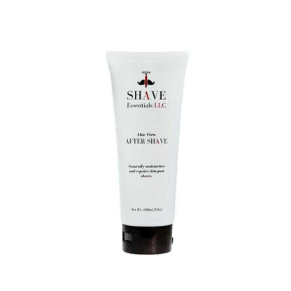 Aftershave gel tube with white label and dark cap, Aloe Vera after shave
