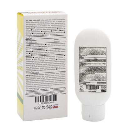 Sunscreen lotion box and tube showing ingredient and label details