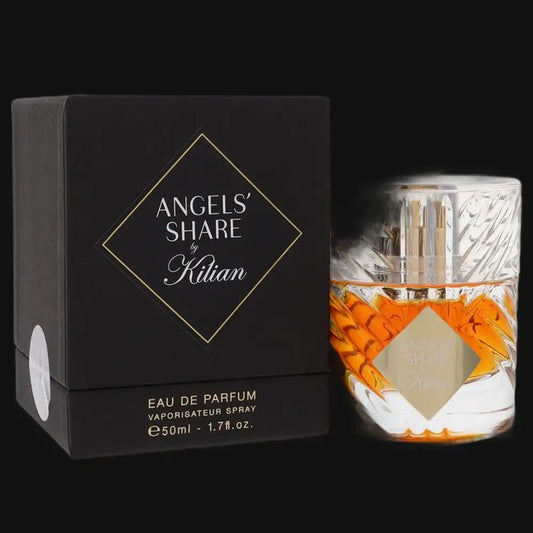 Kilian Angels' Share eau de parfum spray, black box and amber glass bottle