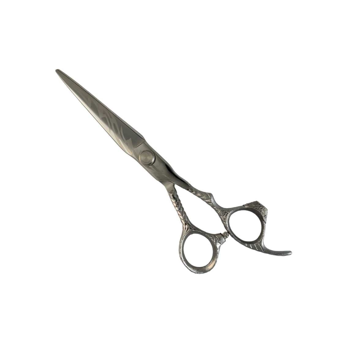 Metal barber hair cutting shears with finger loops