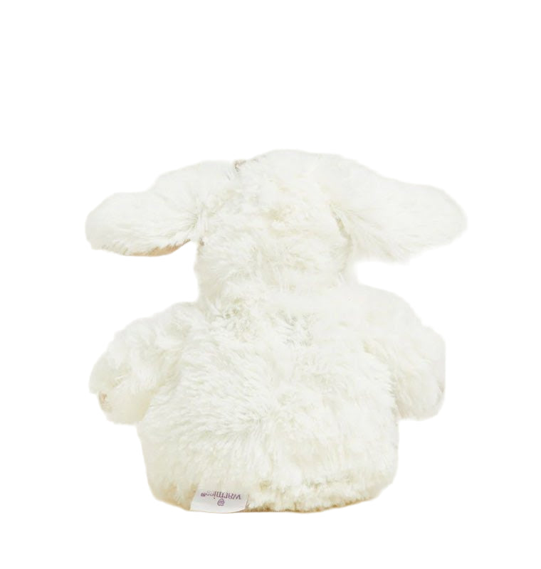 White puppy plush toy with floppy ears and soft paw pads