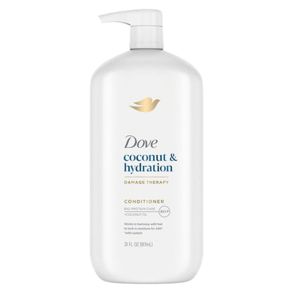 Dove Conditioner Coconut & Hydration Pack of 4 for Dry Hair Conditioner with Coconut Oil Jojoba Oil & Sweet Almond Oil 31 oz