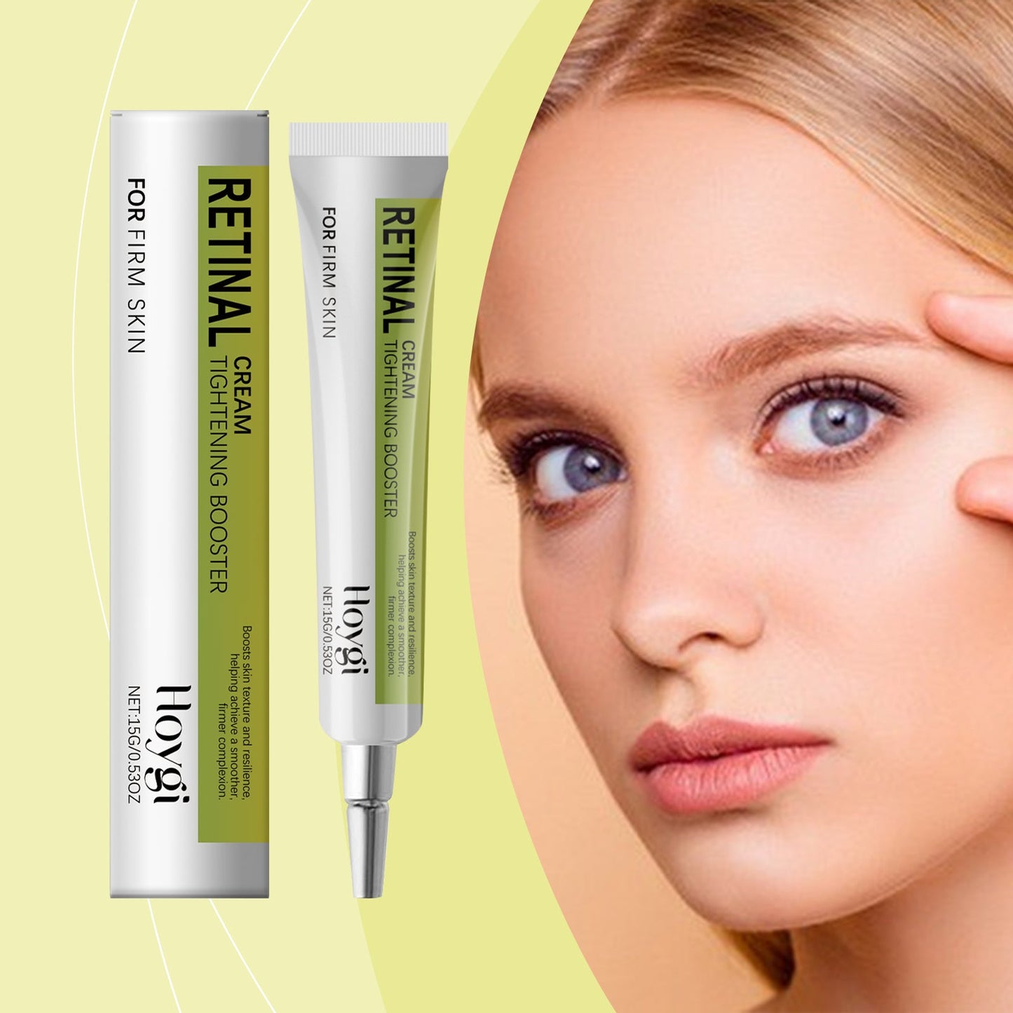 Retinol brightening firming cream tube and box, 15 g