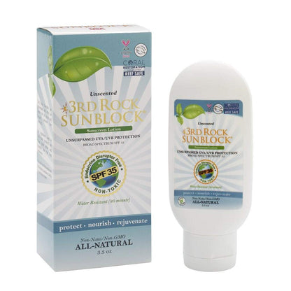 Unscented sunscreen lotion tube with white cap and SPF 35 label