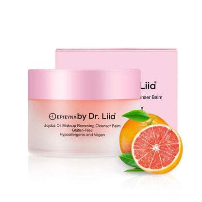 Jojoba makeup remover cleansing balm jar with orange citrus slice