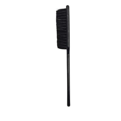 Beard filler brush side view, vertical handle with dense black bristles