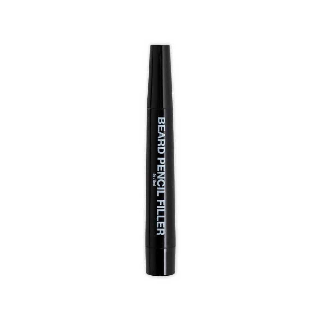 Beard filler pencil, black marker-style body with embossed logo