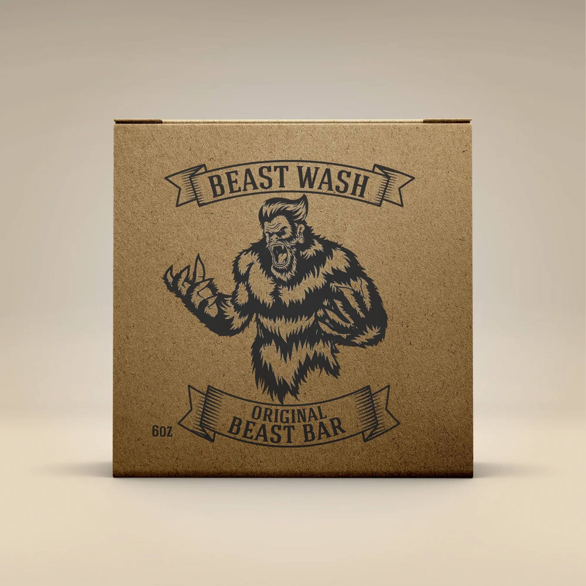 Body wash bar cardboard box with bear emblem, Original Beast Wash design