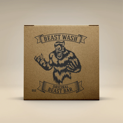 Body wash bar cardboard box with bear emblem, Original Beast Wash design