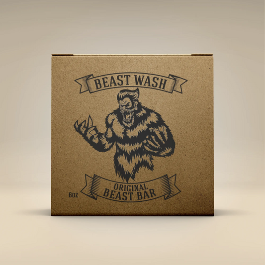 Body wash bar cardboard box with bear emblem, Original Beast Wash design