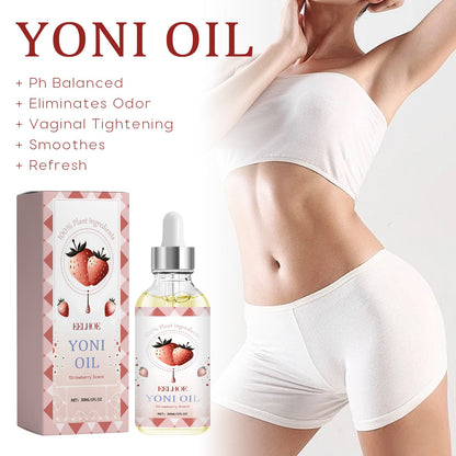 Intimate essential oil bottle with dropper and box beside white undergarments
