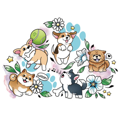 Kids temporary tattoo sleeve sheet with puppy, lion, kitten, and flower stickers