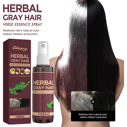 Herbal gray hair spray bottle and maroon box, 100 ml, white pump