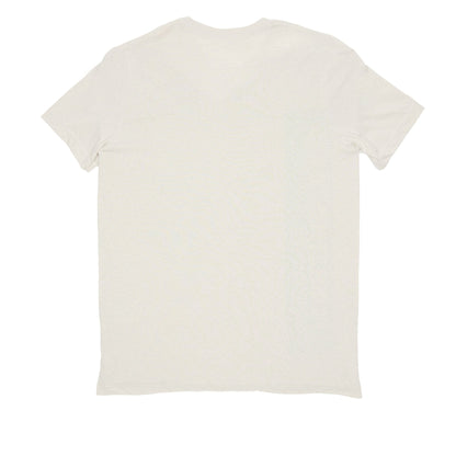 Light beige T-shirt back view, plain crew neck