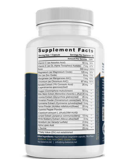 my balance nutrition facts panel on bottle, serving size 1 capsule