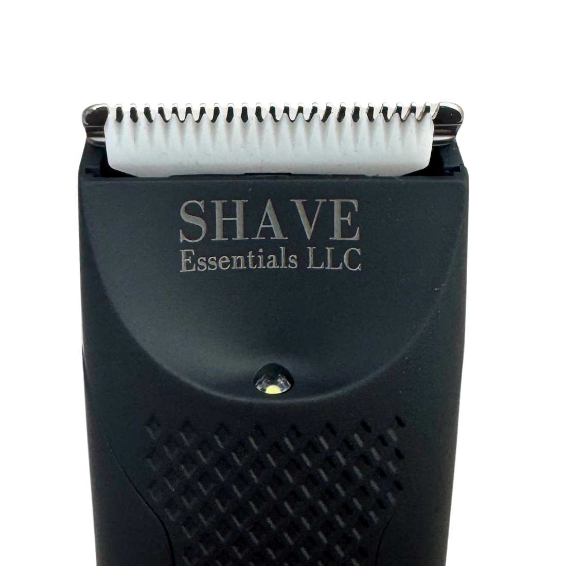 BodyGroom Pro shaving head with SHAVE Essentials LLC guard and white/steel blades
