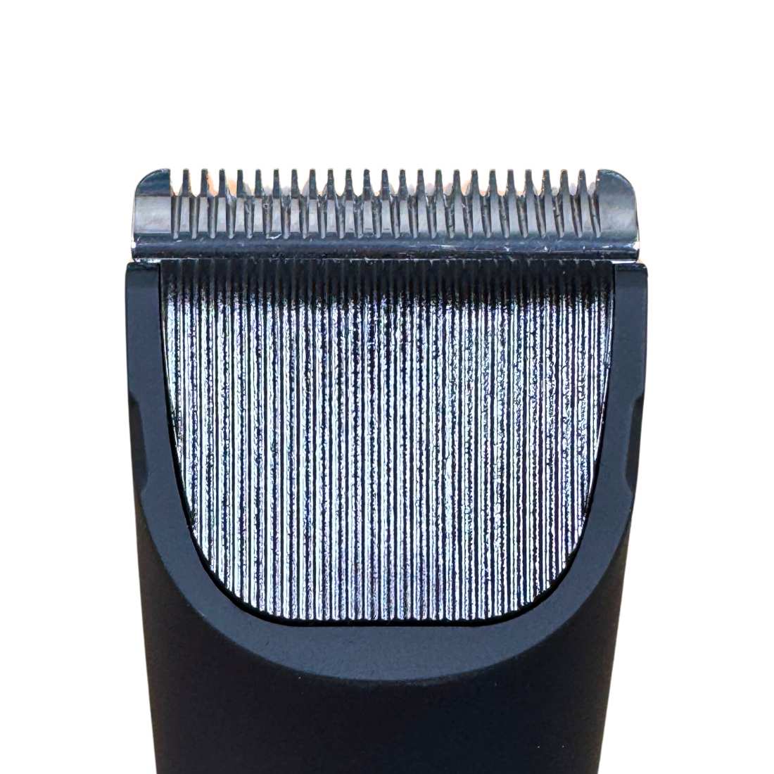 BodyGroom Pro shaving blade head close-up, multi-tooth metal blades