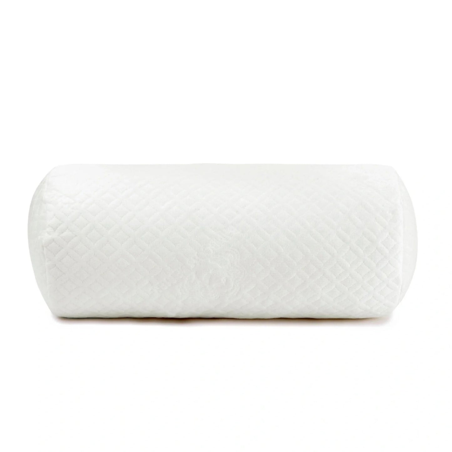 Adjustable bamboo cooling bolster pillow, white quilted cylindrical pillow