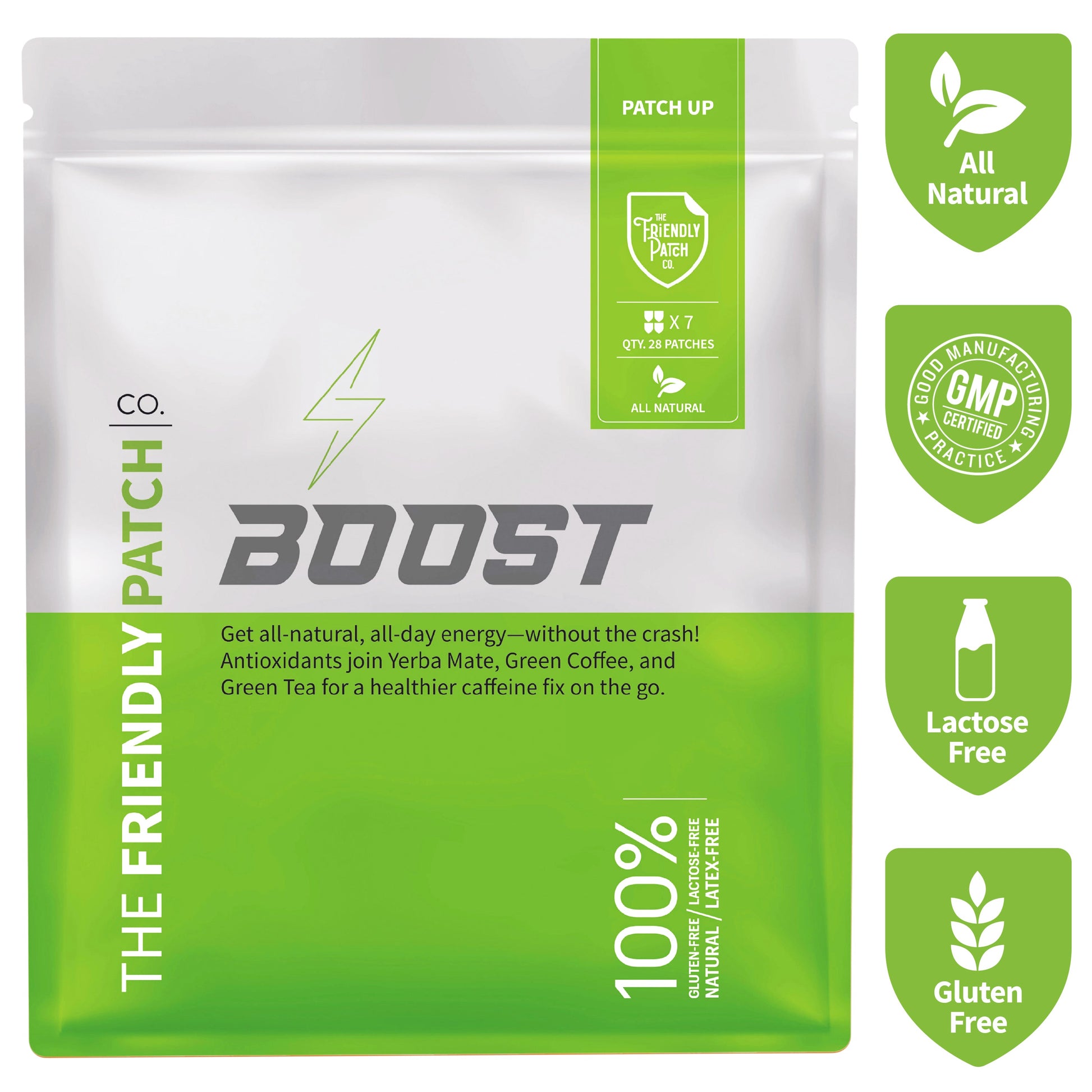 Boost Energy Patches: Caffeine, Guarana Green Tea Transdermal Energy - 28 Pack - Renee Lane Company