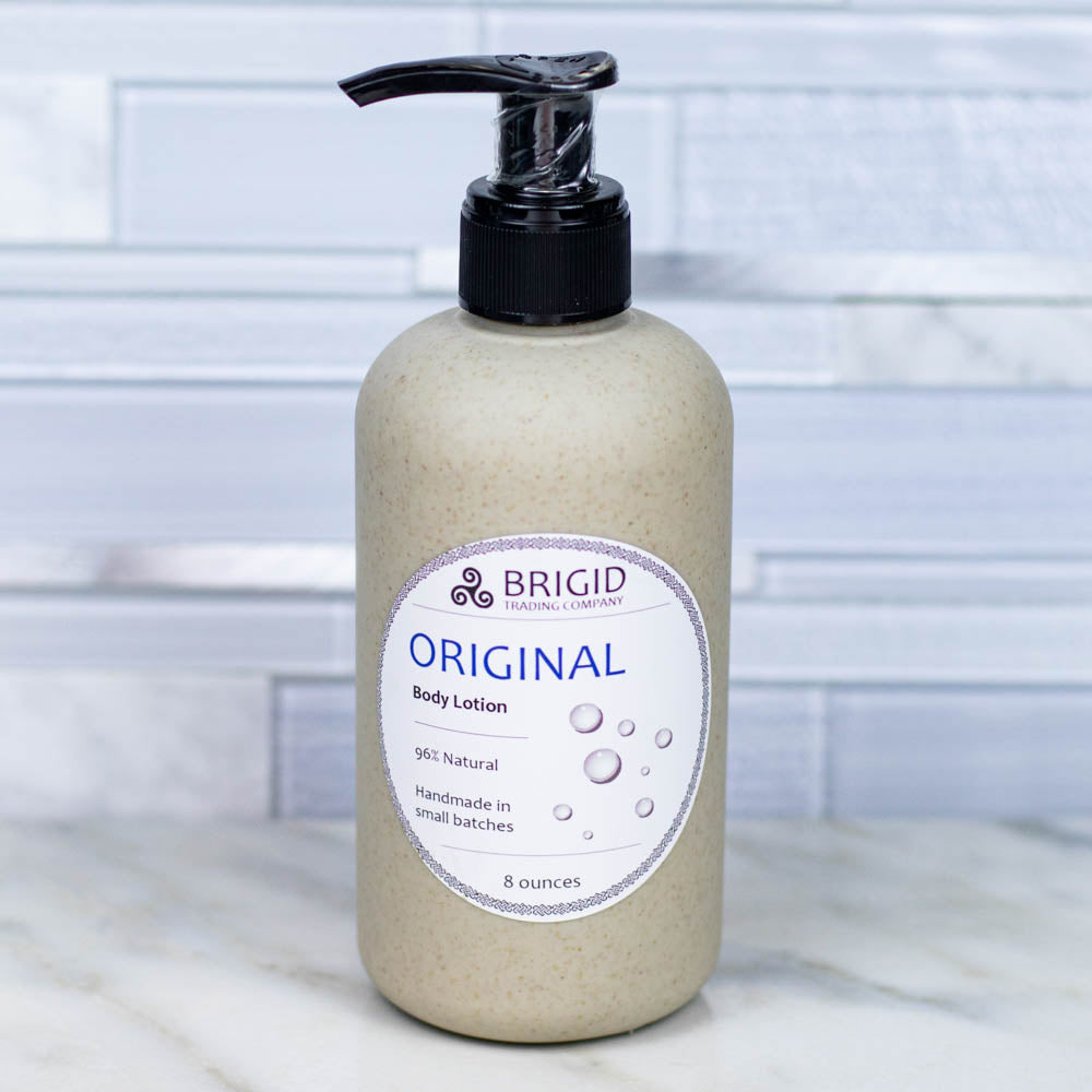BRIGID Original body lotion pump bottle with beige bottle and label