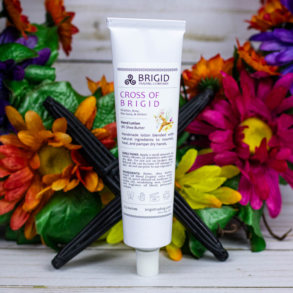 Imbolc natural hand lotion tube with white cap and squeeze nozzle