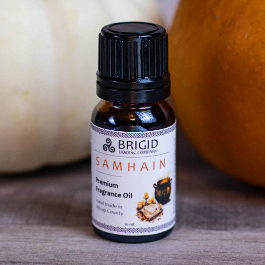 BRIGID Samhain premium fragrance oil bottle, amber glass with black cap (10 ml)