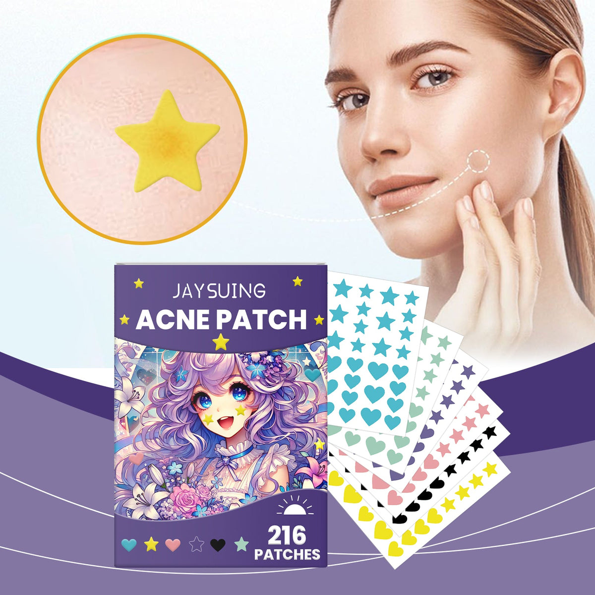 216pcs Multicolor Light Print Stickers
