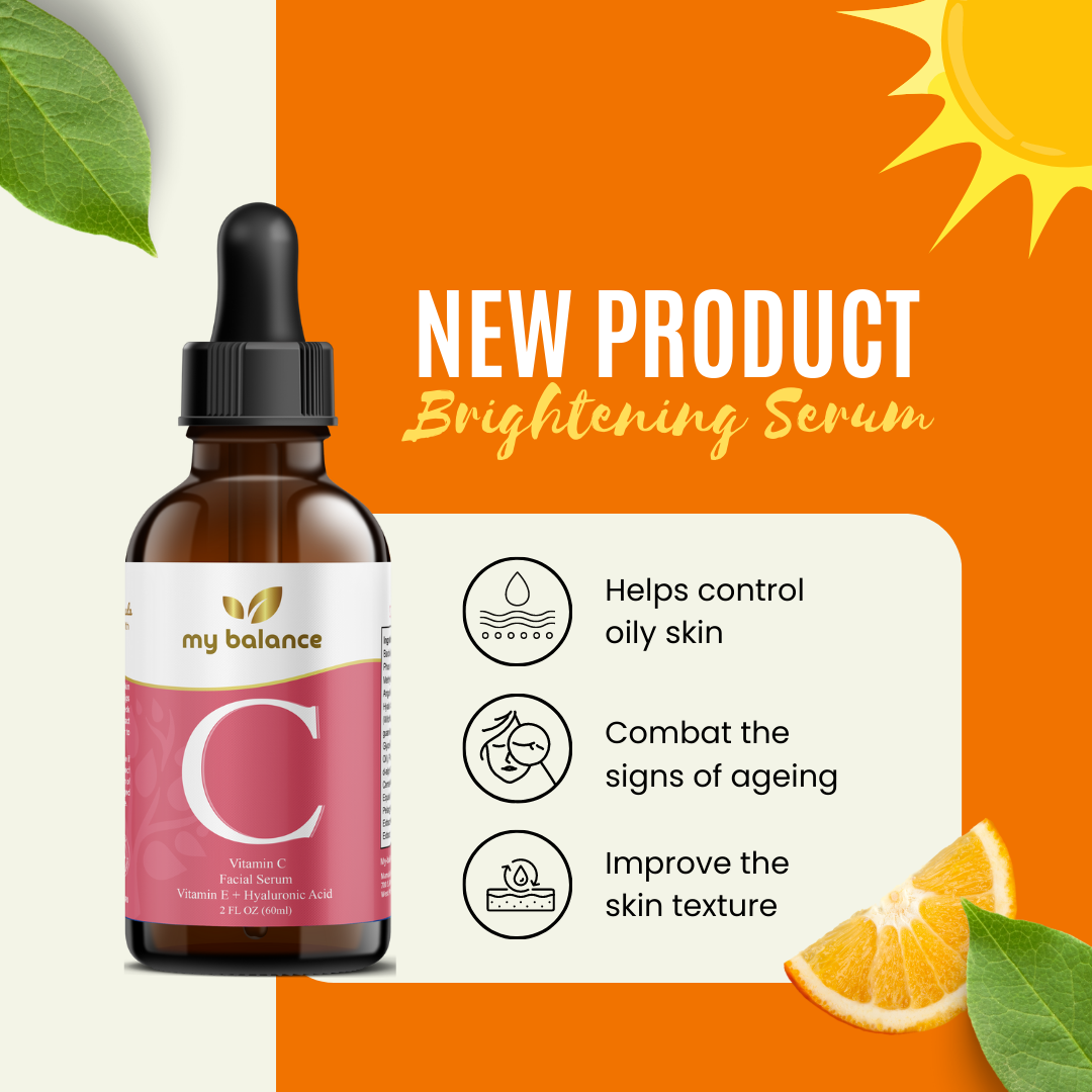 Facial vitamin C serum bottle with black dropper and pink C label