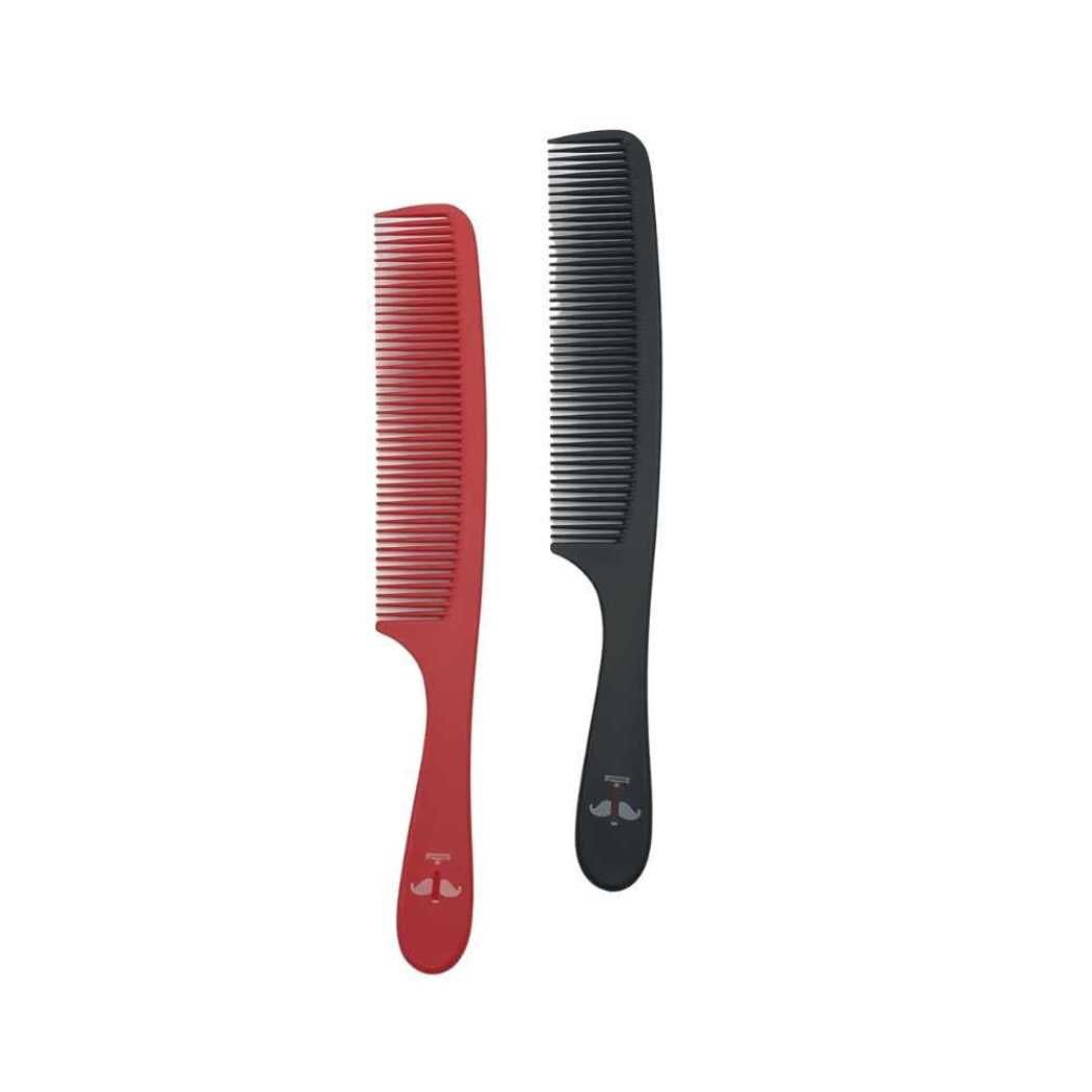 Hair styling comb set: red and black carbon styling combs