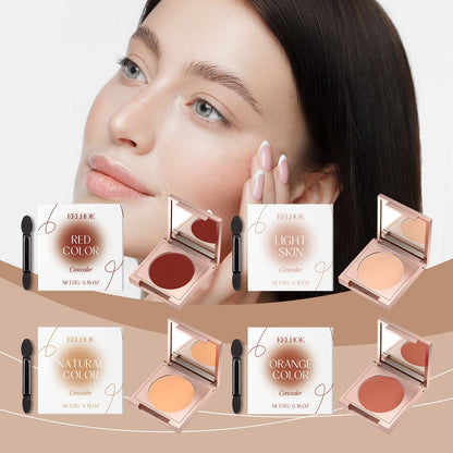 Four concealer compacts with shade pans and applicator for coverage