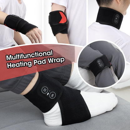 Black wrist recovery heating wrap with control buttons and adjustable band