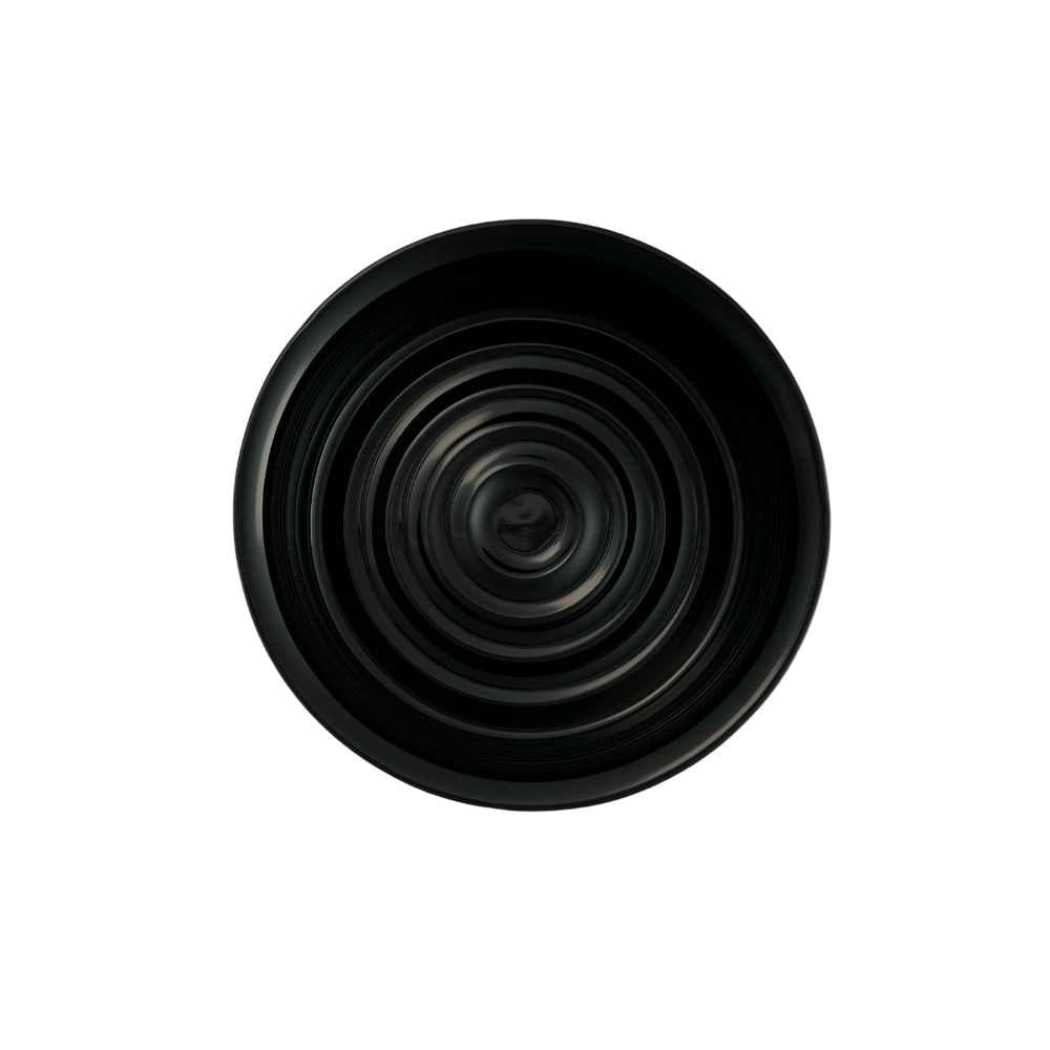 Black ceramic lather bowl, top-down view