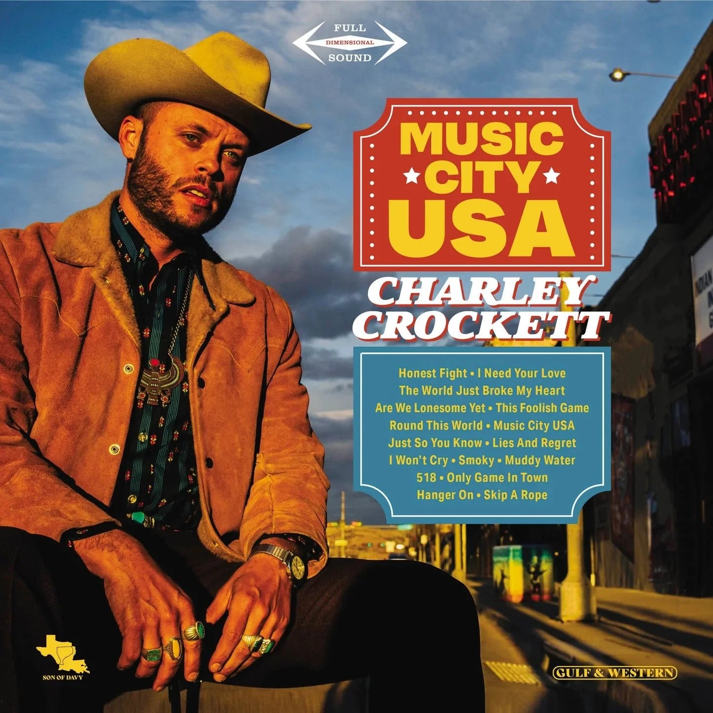 Music City USA album cover with Charley Crockett in cowboy hat and jacket