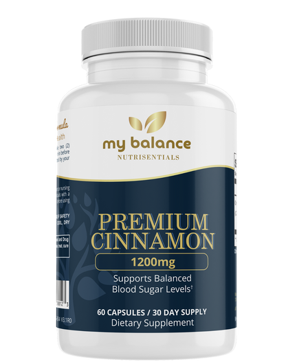 Ceylon cinnamon supplement bottle, 60 capsules, 1200 mg