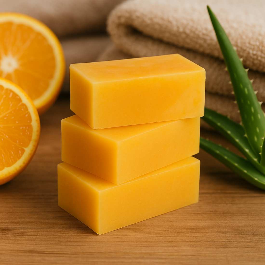Citrus shampoo bar stack of three yellow bars