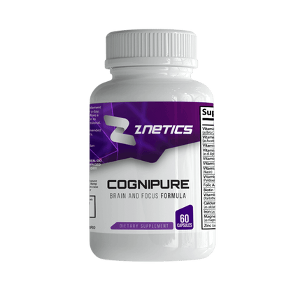 Cognipure supplement bottle with ZNETICS branding and 60 capsules label