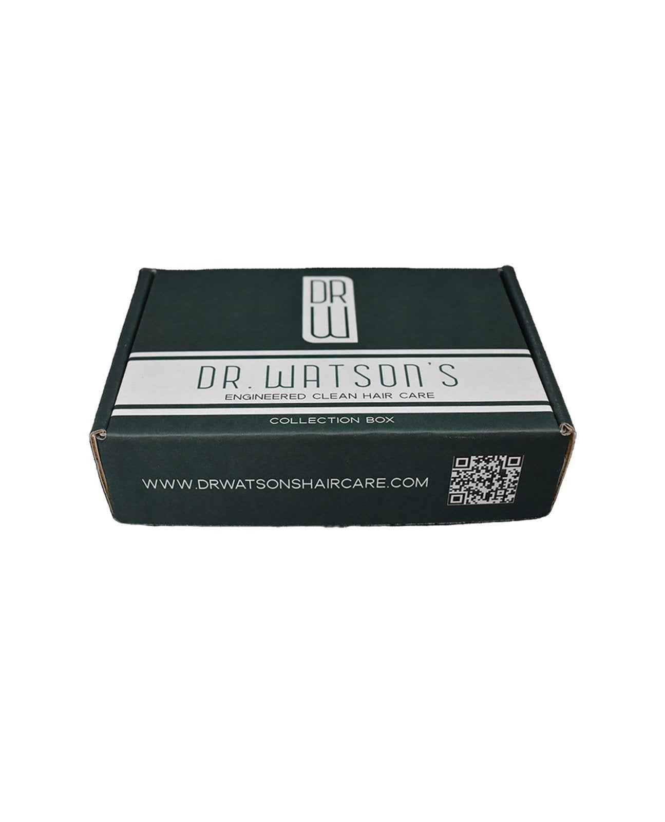 Skincare collection box with Dr. Watson's logo and web address text