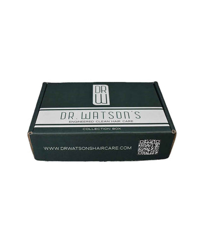 Skincare collection box with Dr. Watson's logo and web address text