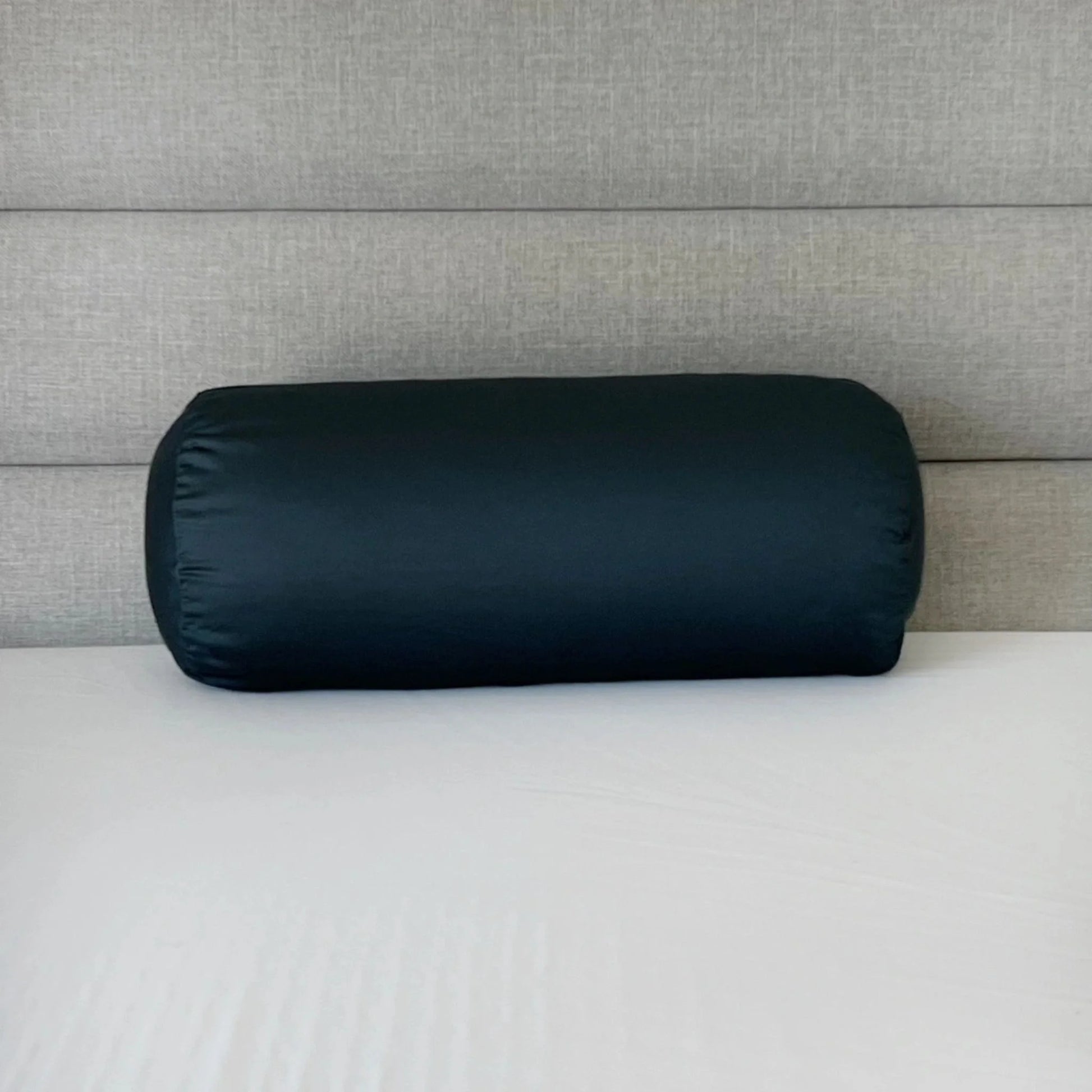 Cooling bamboo viscose travel pillowcase, deep blue bolster roll