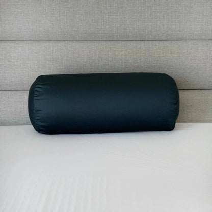 Cooling bamboo viscose travel pillowcase, deep blue bolster roll