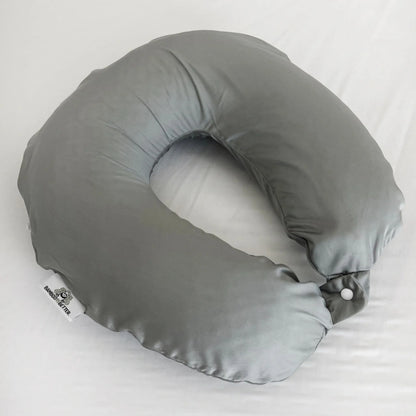 Light gray neck pillowcase, U-shaped cover with zipper and fastener.