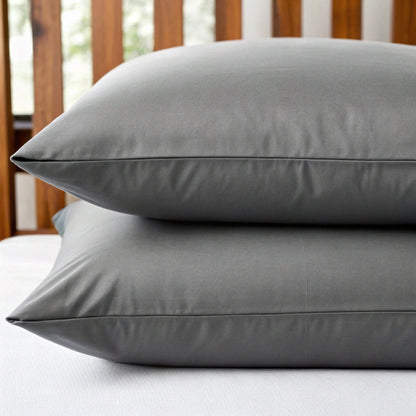 Feather gray bamboo pillowcase with smooth surface and stitched edge