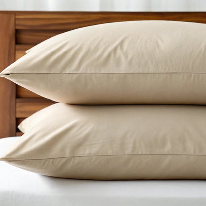 Light cream bamboo pillowcase with smooth surface and folded corner