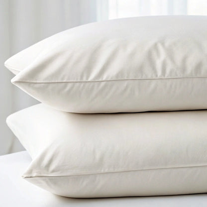 Powder white bamboo pillowcase with smooth surface and matching seams