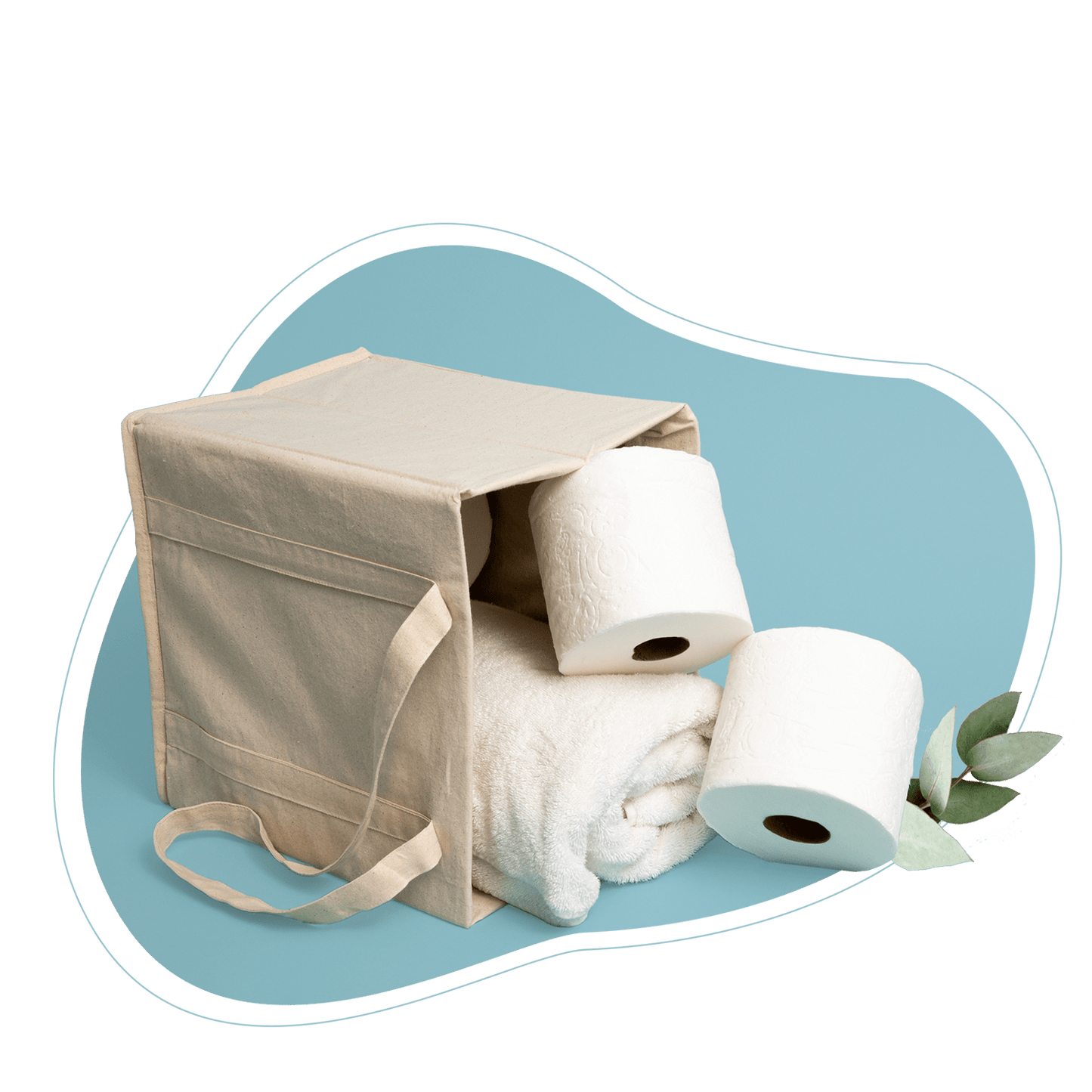 Light beige collapsible grocery shopping bag with tissues and folded top panels