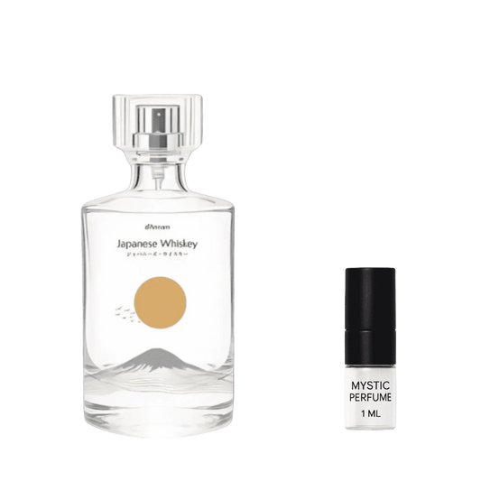 Japanese Whiskey bottle with Mystic Perfume 1 mL, clear glass and dark container